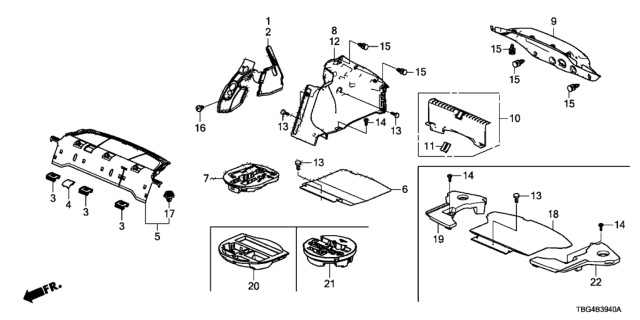 2019 Honda Civic LINING ASSY., L. TRUNK SIDE *NH554L* (STONE GRAY) Diagram for 84651-TBJ-C11ZA