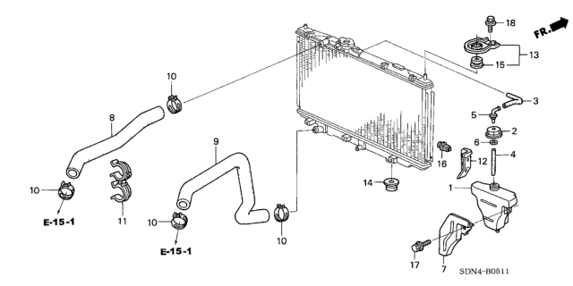 2004 Honda Accord Radiator Hose (V6) Diagram