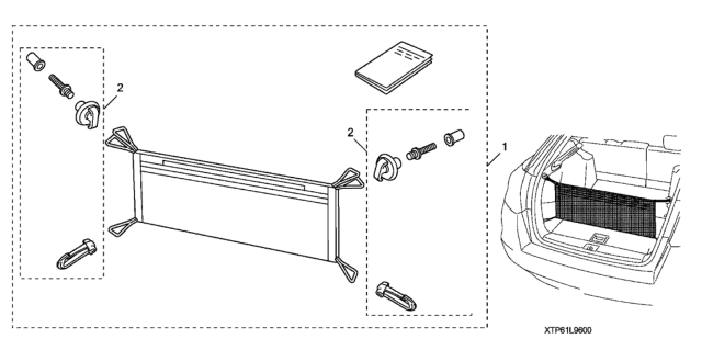 2013 Honda Crosstour 5 Door EXL (4WD) KA 6AT Cargo Net Diagram