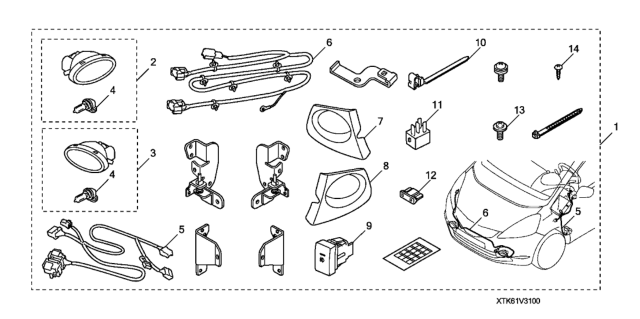 2010 Honda Fit Garnish, R. Foglight Diagram for 08V31-TK6-1M050