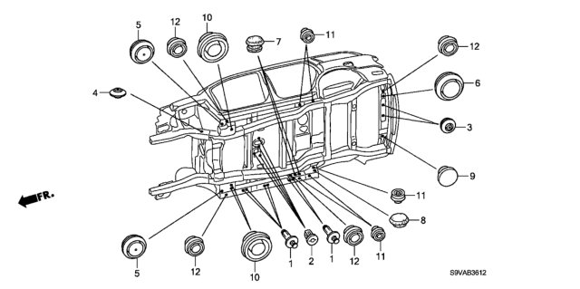 2008 Honda Pilot 5 Door LX-VP (4WD) KA 5AT Grommet (Lower) Diagram