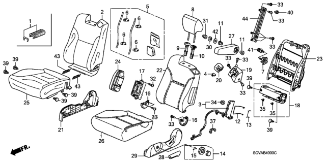 2008 Honda Element Front Seat (Driver Side) Diagram