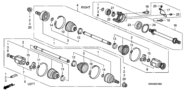 2009 Honda CR-V Driveshaft - Half Shaft Diagram