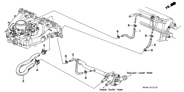 1998 Honda Civic Water Hose Diagram