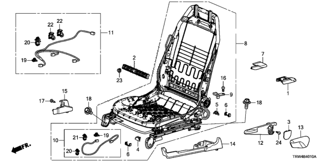 2019 Honda Clarity Plug-In Hybrid Cord Sub L, FR. Seat Diagram for 81606-TRV-A21