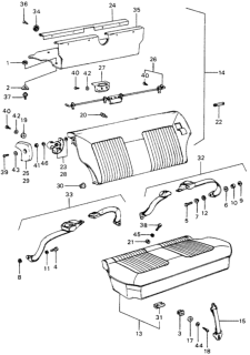 1975 Honda Civic Rubber, RR. Seat Set Diagram for 78201-538-000