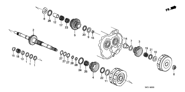1990 Honda CRX 2 Door DX KA 4AT AT Mainshaft Diagram