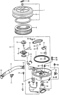1980 Honda Prelude Cover, Air Cleaner Diagram for 17210-PC1-010