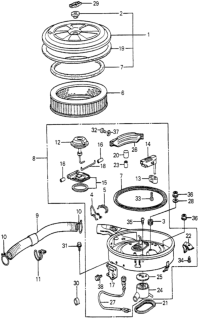 1980 Honda Prelude Element, Air Cleaner Diagram for 17220-PC2-663