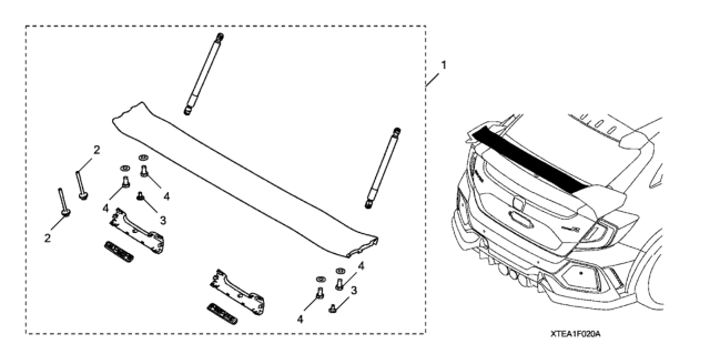 2021 Honda Civic Wing Spoiler - Carbon Fiber Diagram