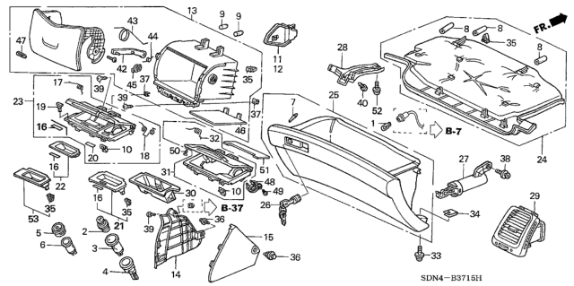 2003 Honda Accord 2 Door EX (V6) KL 5AT Instrument Panel Garnish (Passenger Side) Diagram