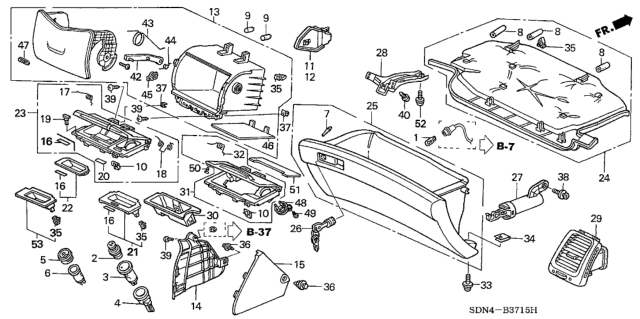 2004 Honda Accord Instrument Panel Garnish (Passenger Side) Diagram