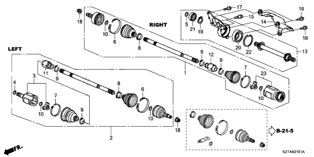 2015 Honda CR-Z Driveshaft Assembly, Driver Side Diagram for 44306-SZT-G51