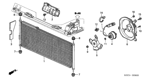 2002 Honda Insight 3 Door DX KA CVT Air Conditioner (Condenser) Diagram