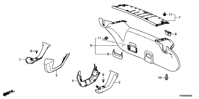 2021 Honda Clarity Plug-In Hybrid Trunk Lid Garnish Diagram
