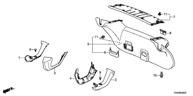 2019 Honda Clarity Plug-In Hybrid Trunk Lid Garnish Diagram