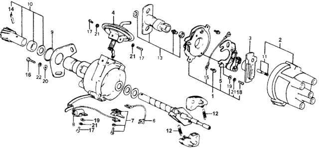 1976 Honda Accord 3 Door STD KA 5MT MT Distributor Components Diagram