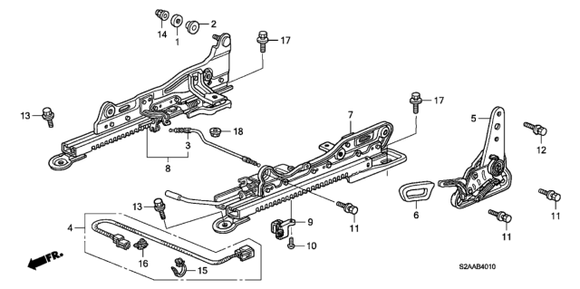 2008 Honda S2000 2 Door BASE KA 6MT Seat Components (Driver Side) Diagram