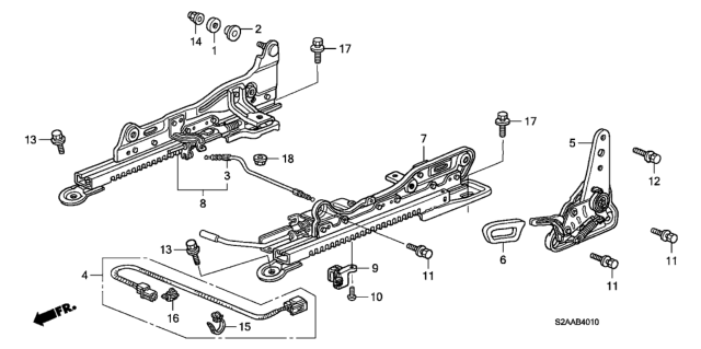 2008 Honda S2000 Adjuster, L. Slide (Inner) Diagram for 81670-S2A-A51