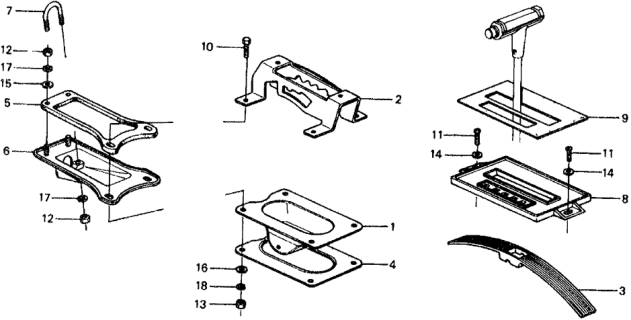 1977 Honda Civic HMT Selector Lever Unit Diagram