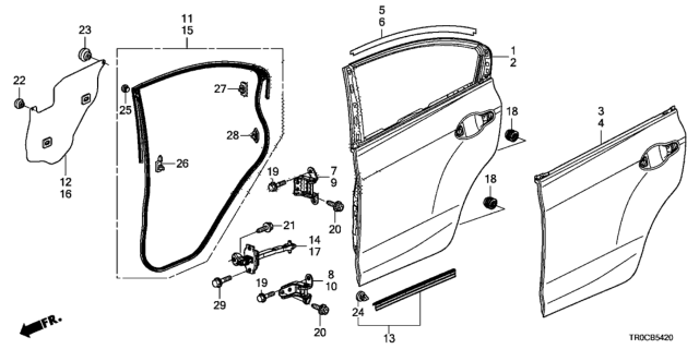 2015 Honda Civic Rear Door Panels Diagram