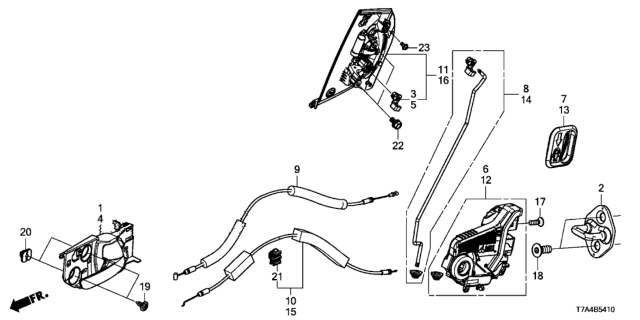 2021 Honda HR-V Rear Door Locks - Outer Handle Diagram