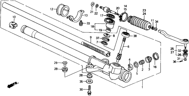 1991 Honda CRX Steering Gear Box - Tie Rod Diagram