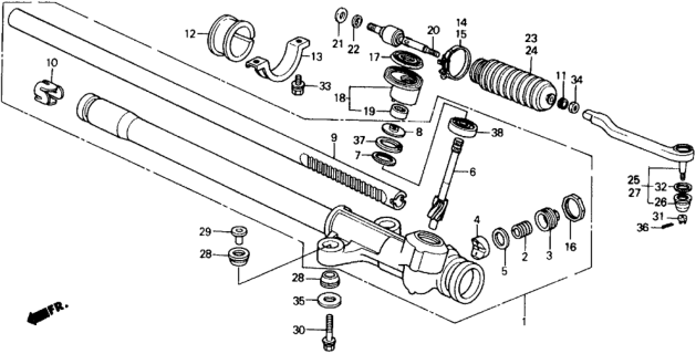 1991 Honda CRX Bush, Steering Gear Box Mounting Diagram for 53685-SH3-000