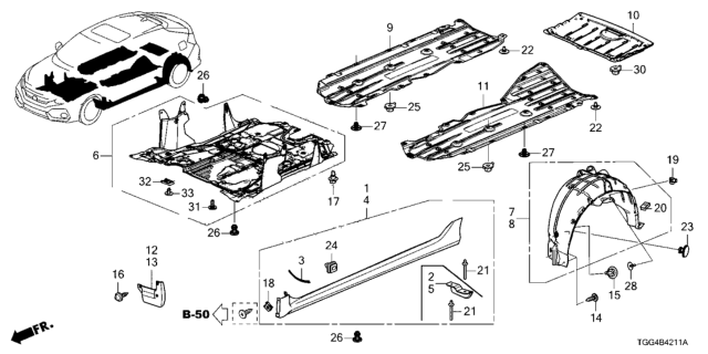 2019 Honda Civic Garn Assy L,*B593M* Diagram for 71850-TGG-A50ZK