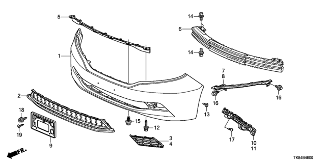2012 Honda Odyssey 5 Door LX KA 5AT Front Bumper Diagram