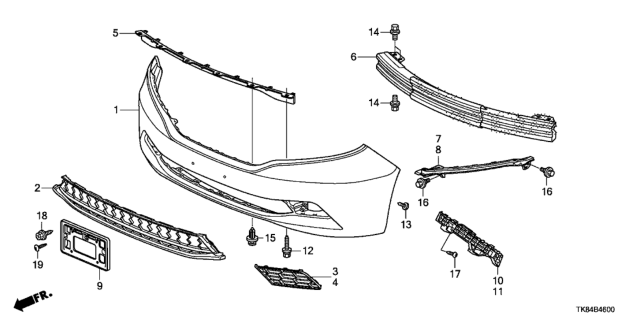 2011 Honda Odyssey Spacer, R. FR. Bumper Side Diagram for 71193-TK8-A00