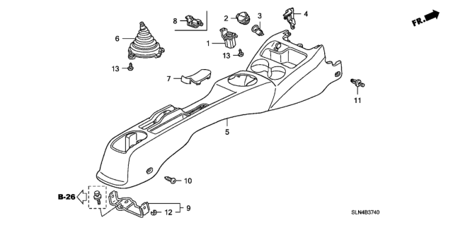 2007 Honda Fit 5 Door BASE KA 5MT Console Diagram