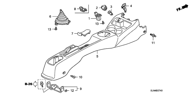 2008 Honda Fit Console Set, Center *NH167L* (GRAPHITE BLACK) Diagram for 83403-SLN-A01ZA