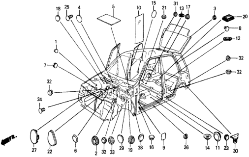 1986 Honda Civic Grommet - Plug Diagram