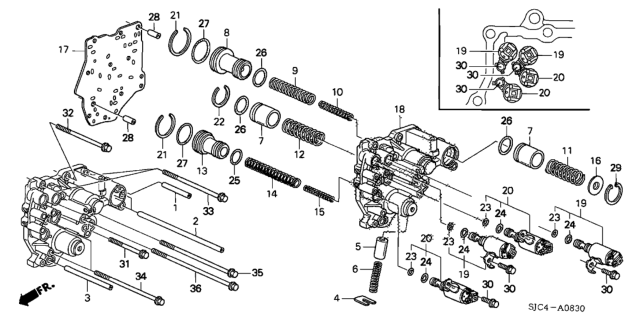 2008 Honda Ridgeline Spring, Low Hold Accumulator Diagram for 27552-RDK-000