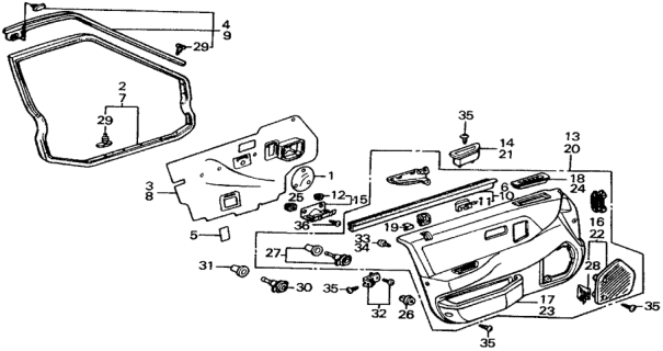 1989 Honda Civic Pocket, L. Door *B49L* (FAIR BLUE) Diagram for 83554-SH4-000ZA