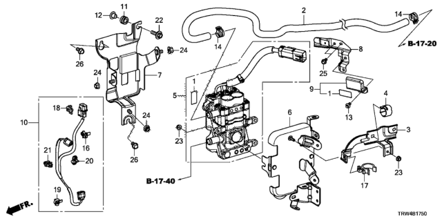 2020 Honda Clarity Plug-In Hybrid Sub Harn, Water Pump Diagram for 79964-TRW-A00