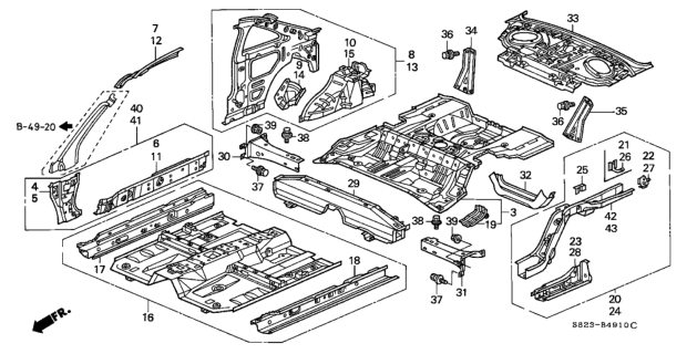 2002 Honda Accord Panel Set, RR. Floor Diagram for 04655-S82-A02ZZ