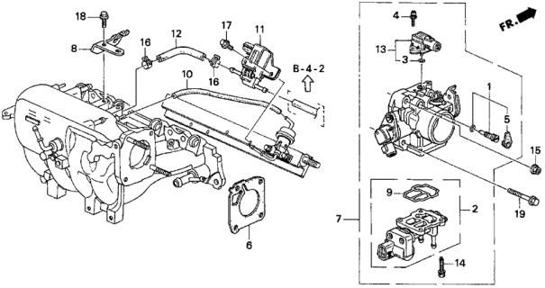 1996 Honda Del Sol Body Assembly, Throttle (Gy11A) Diagram for 16400-P2M-Q51