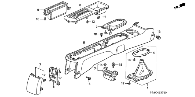 2005 Honda Civic 4 Door DX (AIR CONDITIONER) KA 5MT Console Diagram