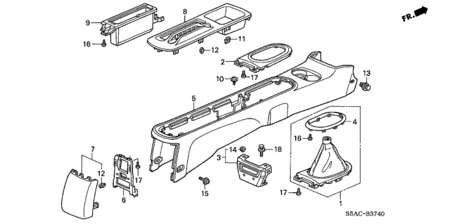 2005 Honda Civic Console Diagram