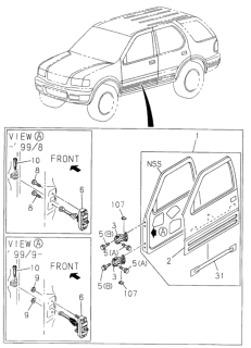 1999 Honda Passport Panel, R. FR. Door (Outer) Diagram for 8-97135-125-3