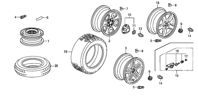 2004 Honda Pilot Tire - Wheel Disk Diagram