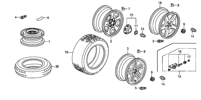 2004 Honda Pilot Valve, Rim (Us Pacific) Diagram for 42753-S9V-A02