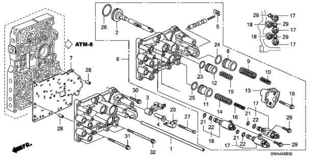 2008 Honda CR-V AT Servo Body Diagram