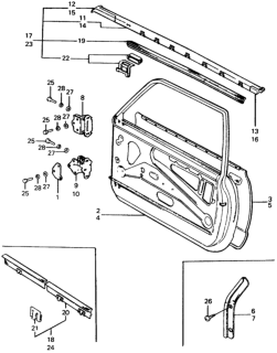 1975 Honda Civic 3 Door ** (1200) ** HMT Door Panel Diagram