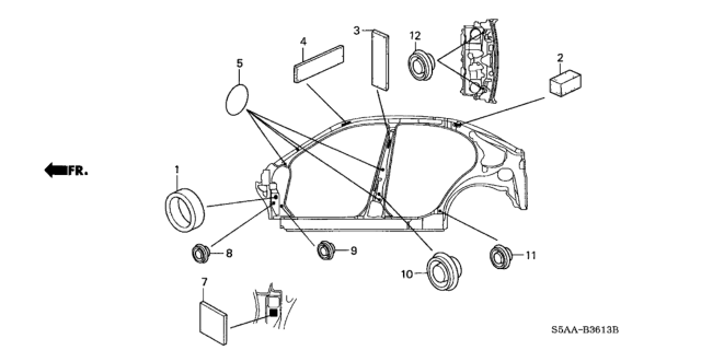 2004 Honda Civic 4 Door LX (SIDE SRS) KA 5MT Grommet (Side) Diagram