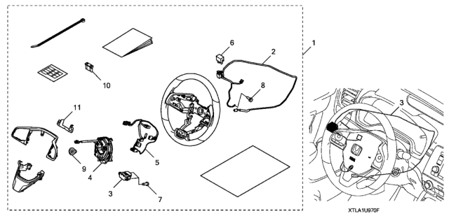 2020 Honda CR-V 5 Door LX (AWD/INDIANA) KA CVT Steering Wheel (Heated) Diagram