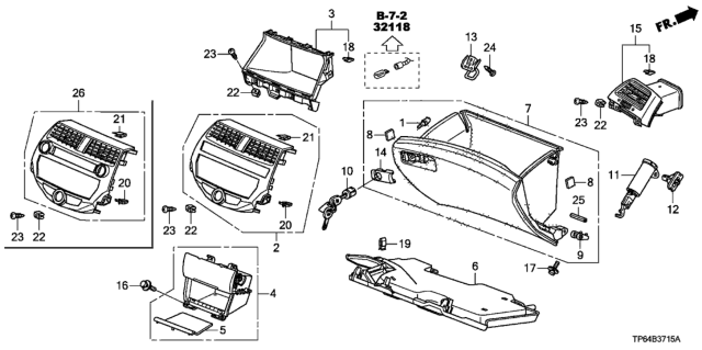2013 Honda Crosstour Instrument Panel Garnish (Passenger Side) Diagram