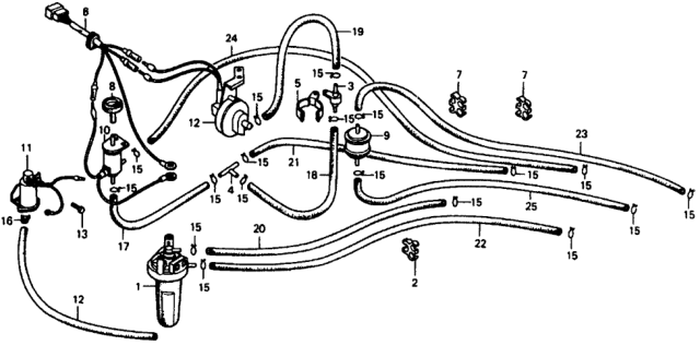 1979 Honda Civic Clamp, Tube Diagram for 36062-634-671